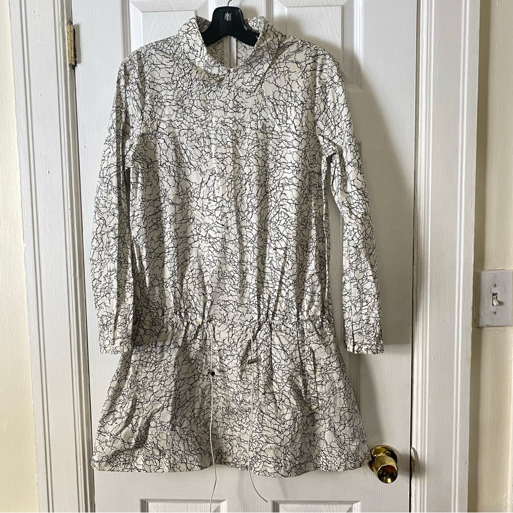 Long Sleeve Drop Waist Pocketed Tunic Dress
